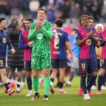 La estrella del Barcelona celebra su mejor gol en la victoria contra el Benfica