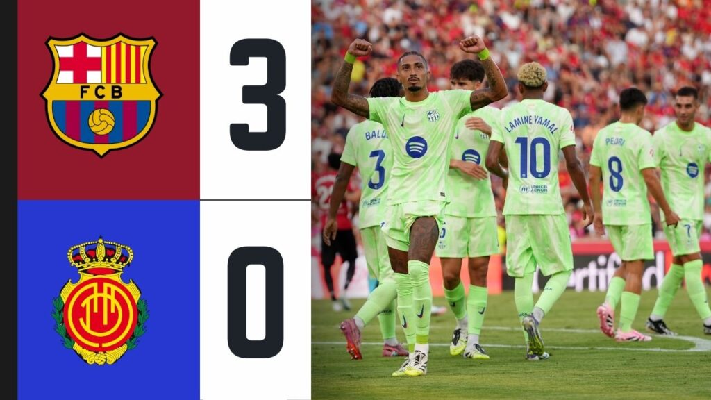 Barcelona arrasa 3-0 a Mallorca y se posiciona en la cima de La Liga